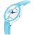 Sky Blue Leather Strap ROMAN Print Dial Cutt  Glass  Designer For Women Watch