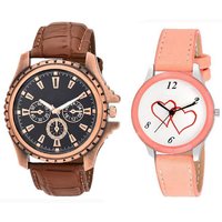 stylish multicolor leather strap party wear + formal + casual combo sett of two for boys and girls 017 Watch