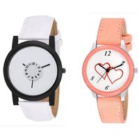 stylish multicolor leather strap party wear + formal + casual combo sett of two for boys and girls 038 Watch