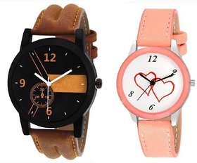 stylish multicolor leather strap party wear + formal + casual combo sett of two for boys and girls 001 Watch