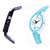 stylish multicolor leather strap party wear + formal + casual combo sett of two for boys and girls 052 Watch