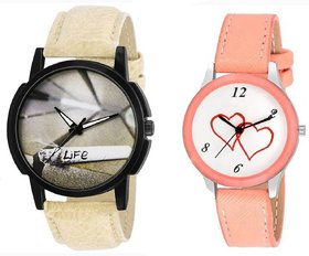 stylish multicolor leather strap party wear + formal + casual combo sett of two for boys and girls 014 Watch