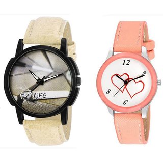 stylish multicolor leather strap party wear + formal + casual combo sett of two for boys and girls 014 Watch