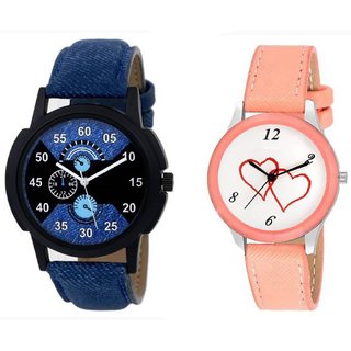 stylish multicolor leather strap party wear + formal + casual combo sett of two for boys and girls 002 Watch