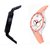 stylish multicolor leather strap party wear + formal + casual combo sett of two for boys and girls 020 Watch