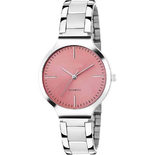 HRV Pink Shineble Dial Stainless  Still  Strap RichLook Women Watch - For Girls