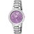 HRV Purple Shineble Dial Stainless Still Strap Heart Printed Dial Women Watch - For Girls