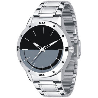 HRV men silver black metal watch
