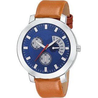 HRV nAttractive Blue Dial Brown Leather Strap Watch