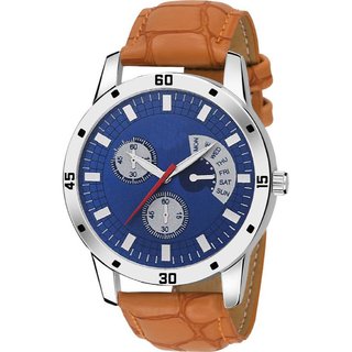 HRV Blue Dial CORNOGRPH LOOK AND LATEST Brown Belt FASHION Watch