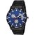 HRV Blue Dial Chronograph Printed Dial Black Steel Chain Watch