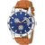 HRV nAttractive Blue Dial Brown Leather Strap Watch