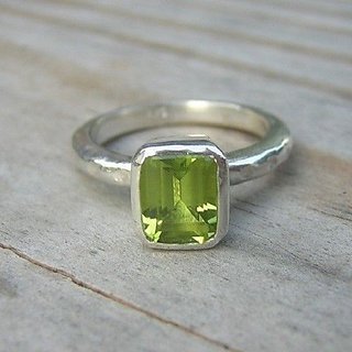 CEYLONMINE- Natural Peridot Silver Plated Ring Original  Certified Peridot Stone Ring