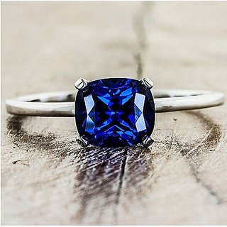 Original Stone Blue Sapphire 7.25 Ratti Stone Silver Plated Ring Lab Certified Stone Neelam Ring By CEYLONMINE
