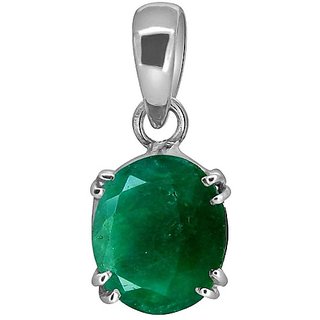 Unheated  Untreated stone Emerald 5.25 Ratti Precious Stone Pendant Silver Plated By CEYLONMINE
