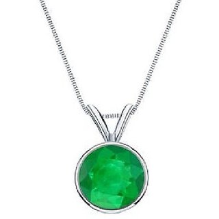 Original Stone Emerald 5.25 RAtti Stone Silver Plated Pendant By CEYLONMINE