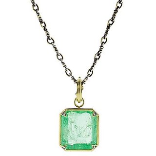 Emerald 7.25 Ratti Pendant Certified Panna Silver Plated  Pendant For Unisex BY CEYLONMINE