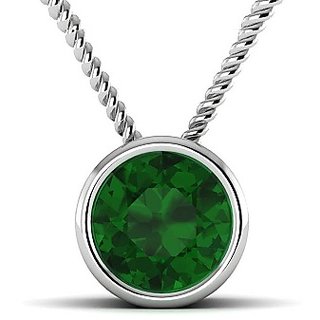Original Stone Emerald 5.25 RAtti Stone Silver Plated Pendant By CEYLONMINE