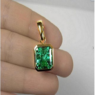 LAb Certified Original 6.25 Ratti Emerald Pendant unheated Panna Gold Plated Pendant For Astrological Purpose By CEYLONMINE
