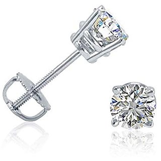 Original Stone Diamond Silver Plated Earring Lab Certified  Diamond Earring By CEYLONMINE