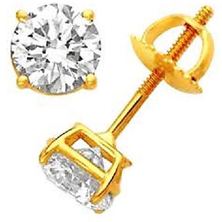 Natural Diamond Gold Plated Earring100 Original  Certified Stone  American Diamond Earring By CEYLONMINE