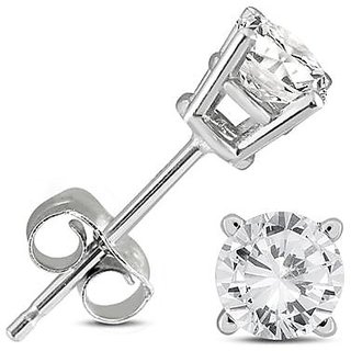 Natural Diamond Silver Plated Earring For Girls  Women By CEYLONMINE