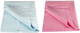 Florite Reusable Mat/Mattress Protector/Absorbent and Water Proof Sheets (100cm X 70cm, Medium) - Sea Blue and Baby Pink - Set of 2