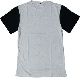 ZOOKS Unisex Cotton Textured Off-White T-Shirt Black Half Sleeve