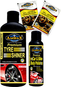 T250B120D10M2 - Tyre Shiner 250 ml + Body Polish 120 ml + Dashboard Polish Pouch 10 ml x 2 Pcs.