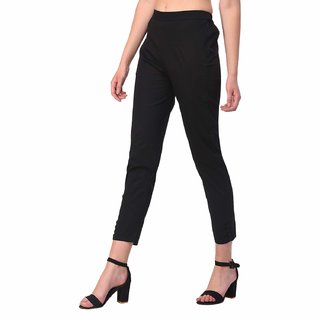 Cotton  Slim Black colour Women's Straight Fit  Palazzo Pant(Black)