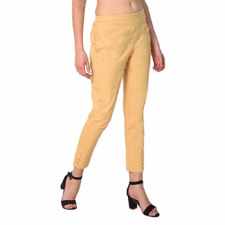 UnER Stretchable Slim Fit Straight Casual Cigarette Pants for Girls/Ladies/Women(Skin)