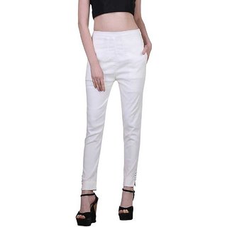 Women's Straight Fit Cotton Palazzo Pant(White)
