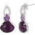 Voylla Sterling Silver Dangler Earrings Adorned With Purple Stones & Glitzy CZ
