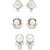 Voylla Silver Plated Combo Set of Pearl Earrings
