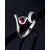 Voylla Sterling Silver Pink Heart CZ Ring In Rhodium Finish