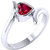 Voylla Sterling Silver Pink Heart CZ Ring In Rhodium Finish
