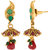 Voylla Red-Green Stones Decked Traditional Look Necklace Set