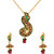 Voylla Red-Green Stones Decked Traditional Look Necklace Set