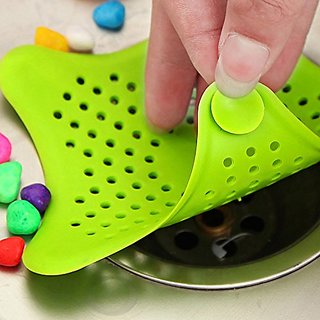 House of Quirk Hair Catcher Silicone Kitchen Sink Strainers -Green.