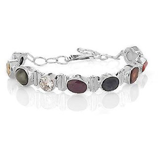 Natural Navaratna Gemstone Silver Rakhi/Bracelet Lab Certified Stone Navgrah Rakhi By CEYLONMINE