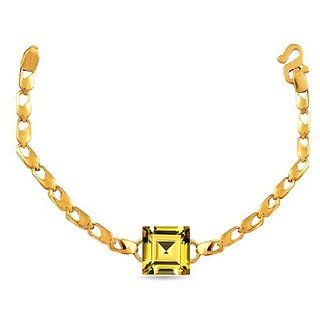 Original Yellow Sapphire/Pukhraj Stone Rakhi(Bracelet) Unheated  Untreated Pukhraj Gold Plated Bracelet By CEYLONMINE