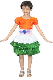 Kaku Fancy Dresses Tricolor Frock Costume For Independence Day/Republic Day - Tricolor, For Girls