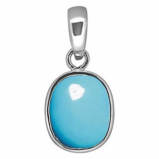 Natural Turquoise/Firoza 6.25 Ratti Stone Pendant LAb Certified  Original Firoza Silver Plated Pendant BY CEYLONMINE