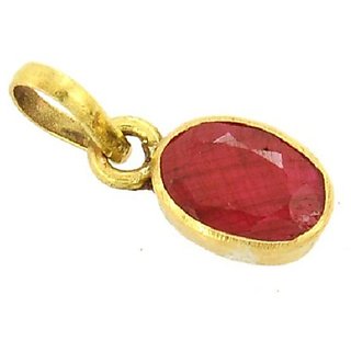 CEYLONMINE- Natural Ruby/Manik 5.25 Ratti Stone Gold Plated Pendant Unheated  Precious Stone Ruby Pendant