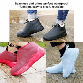 Waterproof Reusable Foldable Overshoes with Excellent Elasticity Non-Slip Silicone Rain Boot Shoe Cover 1 pair