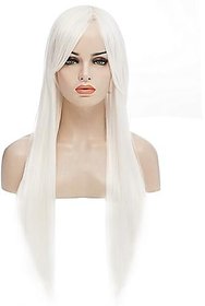 Kaku Fancy Dresses Girl Straight Styler White Color Hair Wig -White, Free Size, for Girls