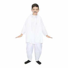 Kaku Fancy Dresses National Hero Chandra Shekhar Azad Costume/Freedom Fighter Fancy Dress -White,for Boys