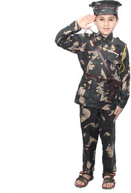 Kaku Fancy Dresses Our Helper/National Hero Indian Military Costume -Green,for Boys  Girls