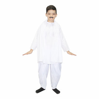 Kaku Fancy Dresses National Hero Chandra Shekhar Azad Costume/Freedom Fighter Fancy Dress -White,for Boys