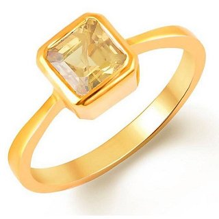 Original Stone Yellow Sapphire 6.50 Ratti  Stone Ring Gold Plated Certified Stone Pukhraj Ring BY CEYLONMINE